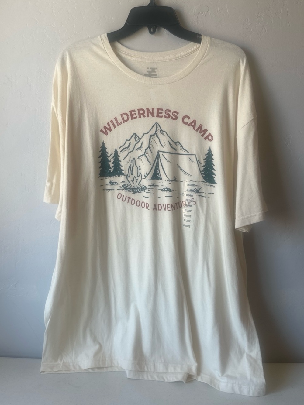 NWT Wilderness Camp Outdoor Adventure Graphic Tee Cream Size XXL